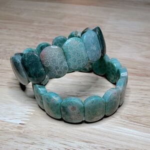 Teal Green Coral Jade Oval Soft Bangle